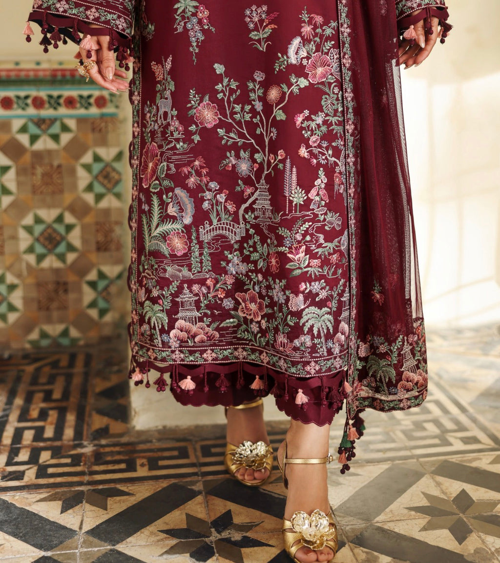 3 PIECE - EMBROIDERED COTTON SATIN SUIT