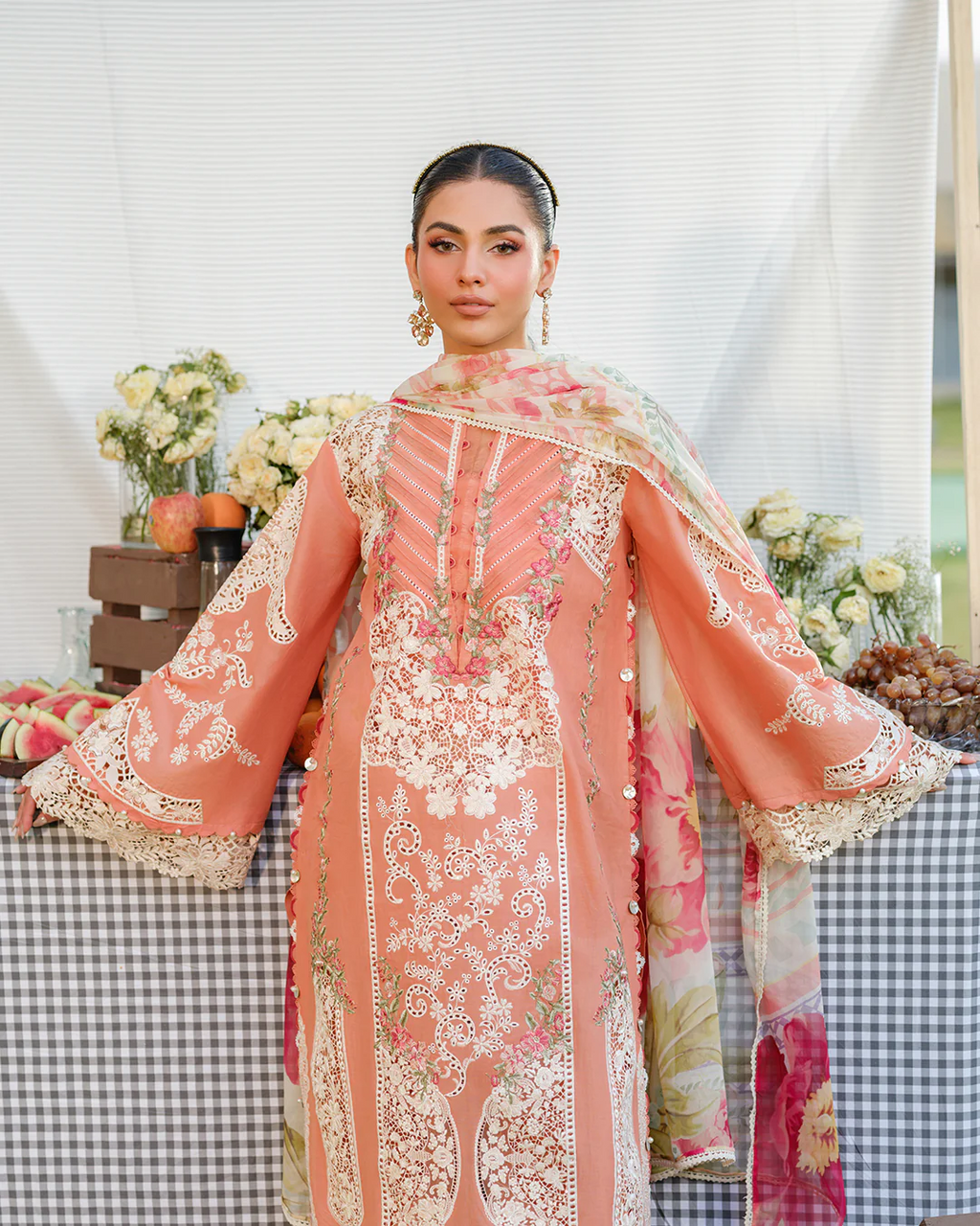 Elaf - Summer 3PC Lawn Chikenkari Embroidered Shirt
