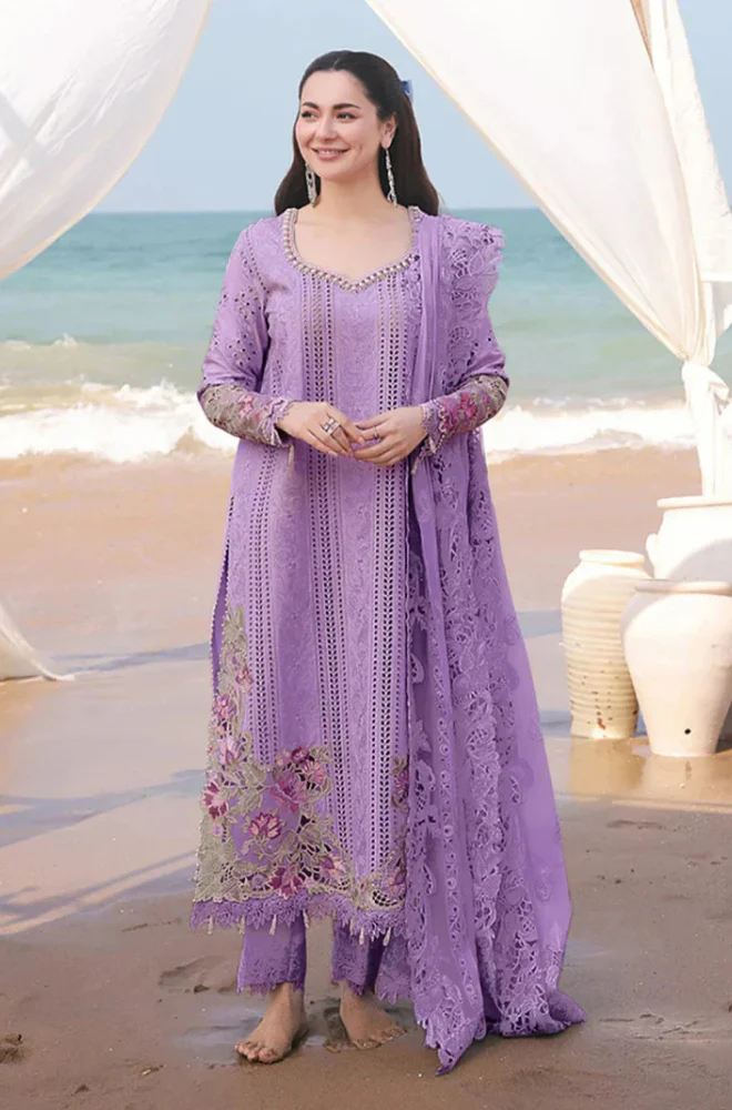 Qalamkar - 3PC Lawn Chikenkari Embroidered Shirt