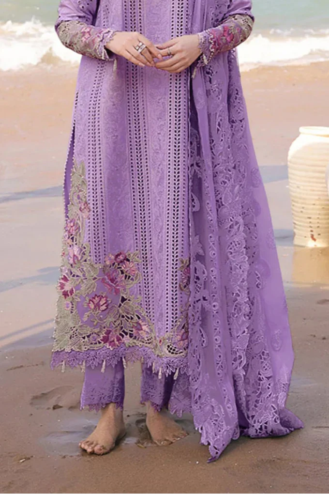Qalamkar - 3PC Lawn Chikenkari Embroidered Shirt
