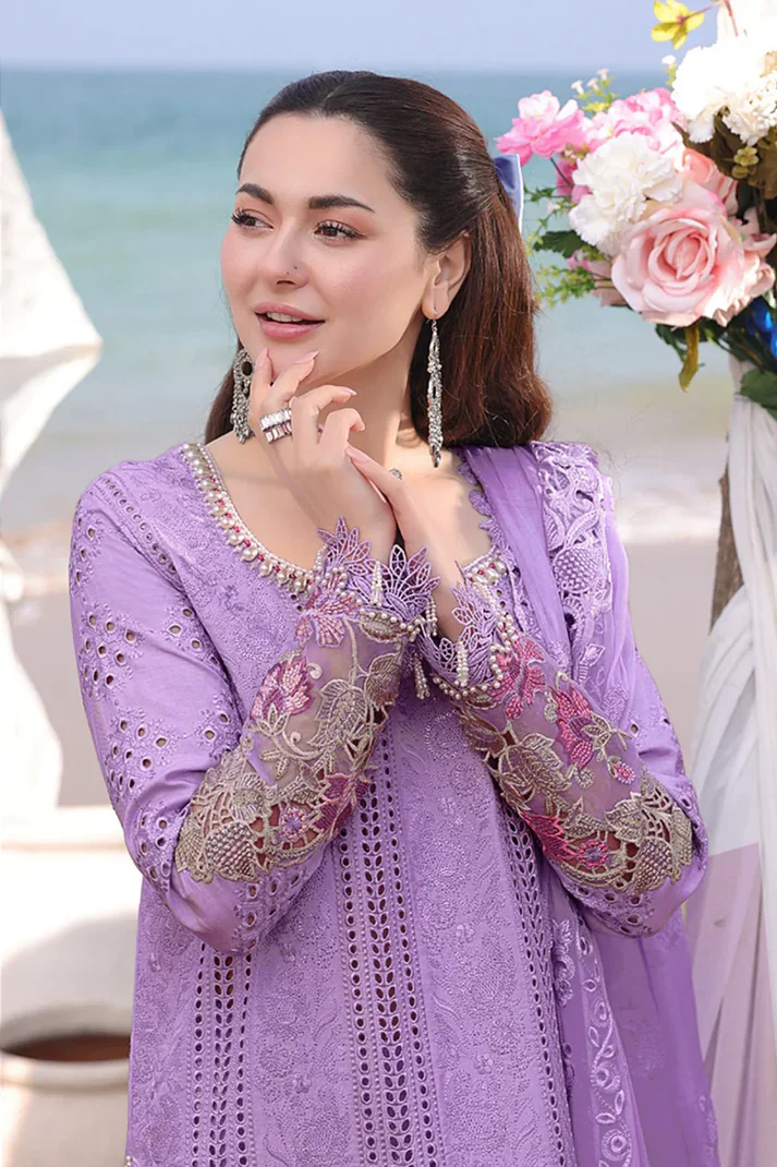 Qalamkar - 3PC Lawn Chikenkari Embroidered Shirt